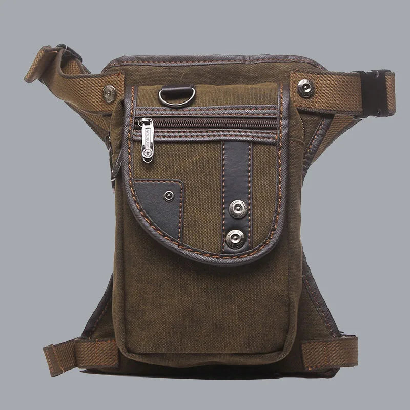 Bolsa de Cintura Masculina para Perna de Motociclista em Nylon/Lona Militar/Assalto Bolsa de Perna de Anca Masculina Transversal com Cinto