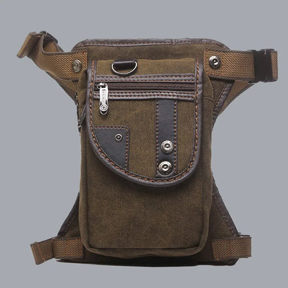 Bolsa de Cintura Masculina para Perna de Motociclista em Nylon/Lona Militar/Assalto Bolsa de Perna de Anca Masculina Transversal com Cinto