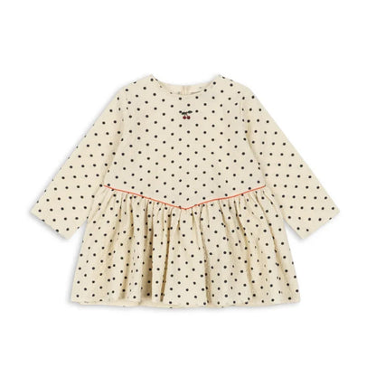 Verão 2026 Meninas KS Vestido Estampado de Bolinhas Roupa de Férias Menina Camisolas de Manga Comprida Calças Estilo Preppy Infantil Vestidos Conjunto de Roupa para Crianças
