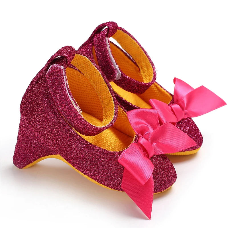 Spring and Autumn Girl Baby Anti slip Children's Shoes Girl Baby Beautiful Bow High Heels Girl Baby High Heels
