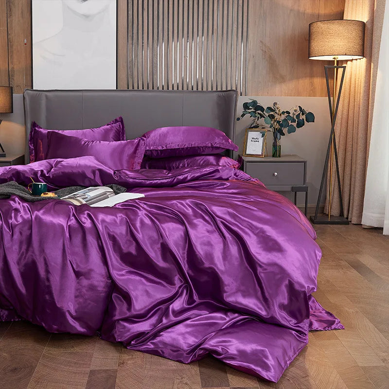 Duvet Cover Set Bed 120/150/180/200 Tencel Silk Bedding Set Black Green White Summer Sheet Luxury Stretch Fitted Sheet 180x200