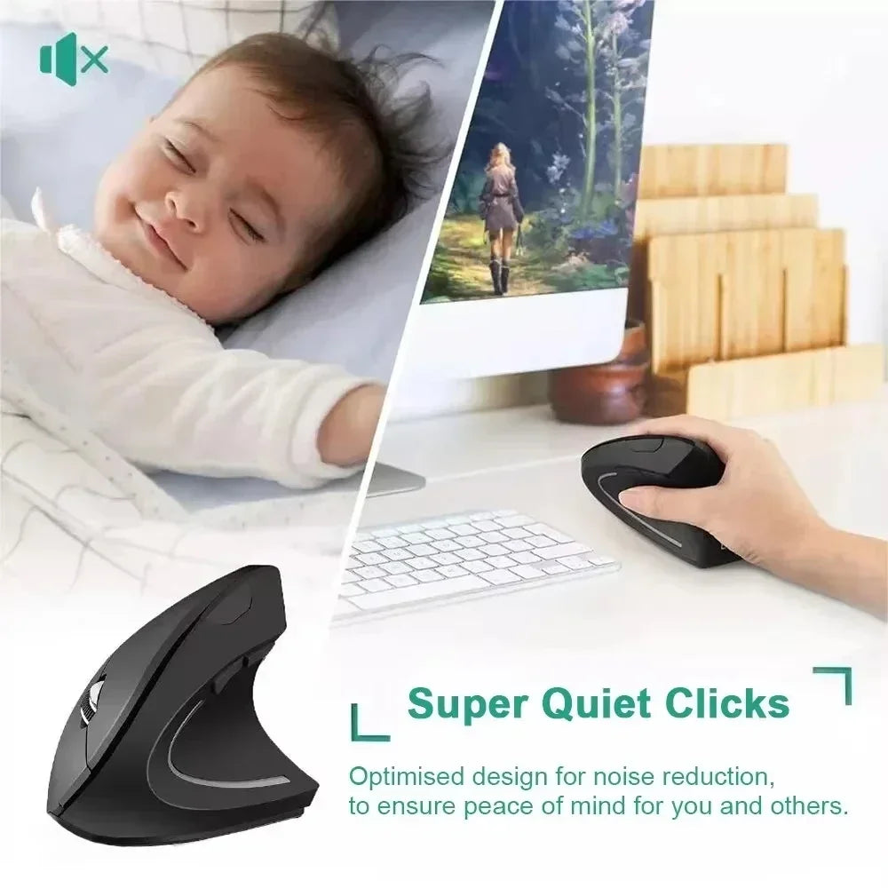 2.4GHz Wireless Vertical Mouse Ergonomic Optical Mice 3 Adjustable DPI 800/1200/1600 6 Buttons for Laptop PC Computer Desktop