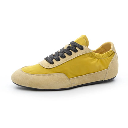 Unique Patchwork Design Sneakers Women Fashion Suede Round Toe Lace Up Derby Shoes Light Soft Sole Casual Shoes Tenis De Mujer