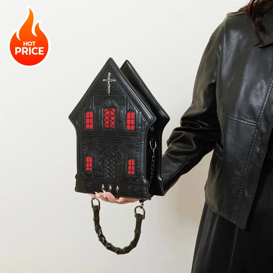 Nova Bolsa Tiracolo Criativa Tridimensional em Forma de Casa para Mulheres Estilo Punk Bolsas de Ombro Personalizadas para Mulheres Estilo Pop QUENTE