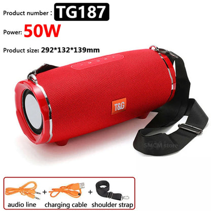 50W High Power caixa de som Bluetooth Speaker Outdoor Waterproof Wireless Column Portable Audio for pc Music Center Subwoofer FM
