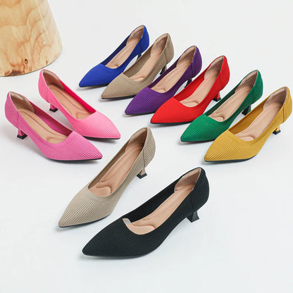 Women's High Heels Fashion Pattern Soft Knitted Comfortable Breathable Shoes 2025 New (6cm High)