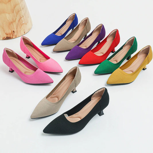 Women's High Heels Fashion Pattern Soft Knitted Comfortable Breathable Shoes 2025 New (6cm High)