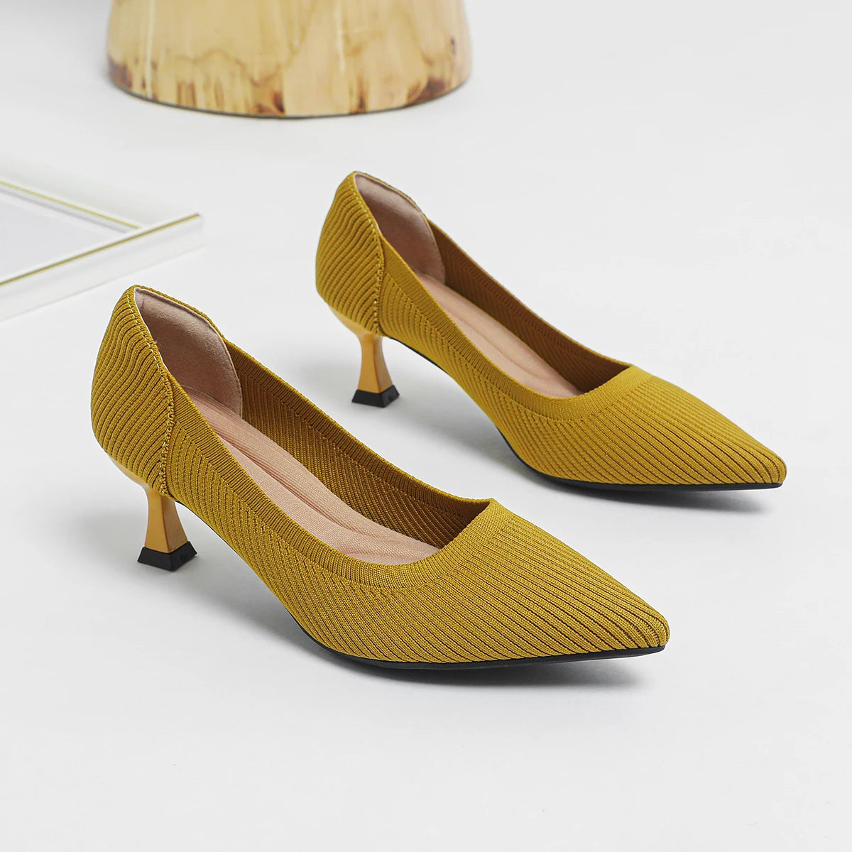 Women's High Heels Fashion Pattern Soft Knitted Comfortable Breathable Shoes 2025 New (6cm High)