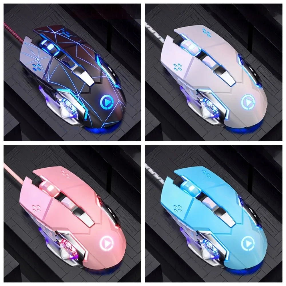 Rato Com Fio com Luzes Coloridas Rato USB Iluminado a 7 Cores Rato Mecânico com Som Rato Mecânico Acessórios de Computador