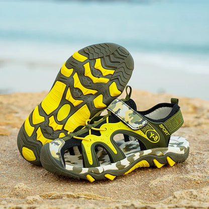 New Style 2026 Summer Children Sandals Fashion Sneakers Lightweight Non-slip Soft Bottom PU Leather Boys Comfortable Shoes