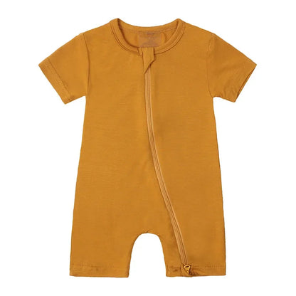 2026 Summer Baby Bamboo Fiber Jumpsuit Short Sleeve Breathable Pajama Baby Girls Boys Sleepwear Newborns Bodysuit