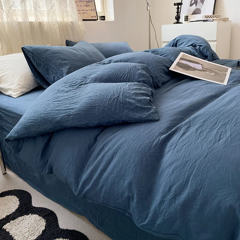 Fashion Dark Gray Duvet Cover Sets Brushed Quilt Covers Single Double Queen Bedding Sets Pillowcase Boys Solid Comforter Cover