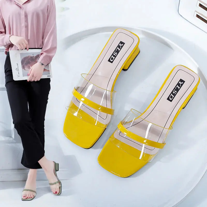 Transparent Sandals Woman Platform Slippers Chunky Slipper Summer New 2025 Cute Beach Clear Heels for Women Designer Elegant Hot