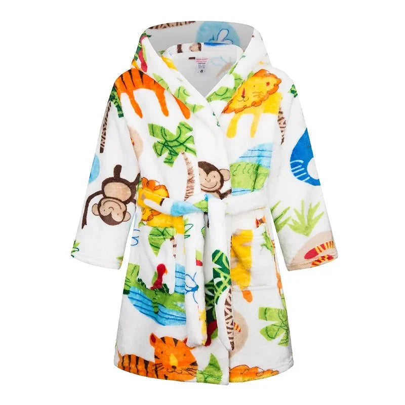 Winter Christmas Bath Robe For Girls Pajamas Animal Hooded Robes Children Dressing Gown Boys Sleepwear Kids Bathrobe 6 8 10 12Y