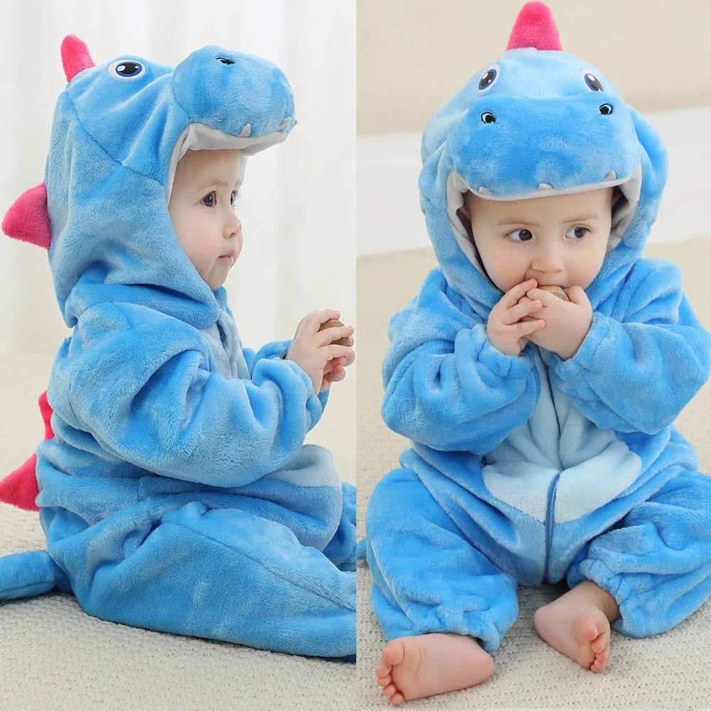 Toddler Boys Girls Kigurumi Pajamas 0-4 Years Children Sleepwear Winter Baby Rompers Infant Flannel Warm Clothes Animal Onesies