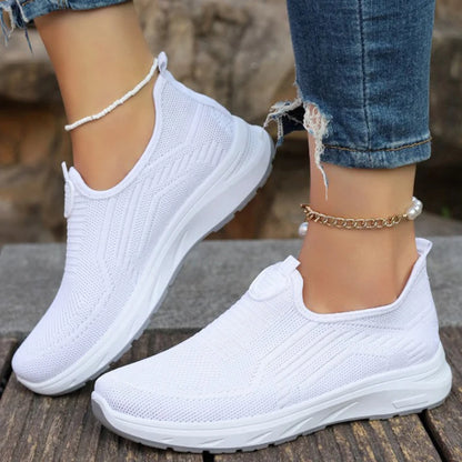 Sapatilhas Slip On para Mulher, Sapatilhas Respiráveis Brancas para Mulher, Sapatilhas Casuais, Sapatilhas Desportivas, Sapatilhas Vulcanizadas Confortáveis para Mulher