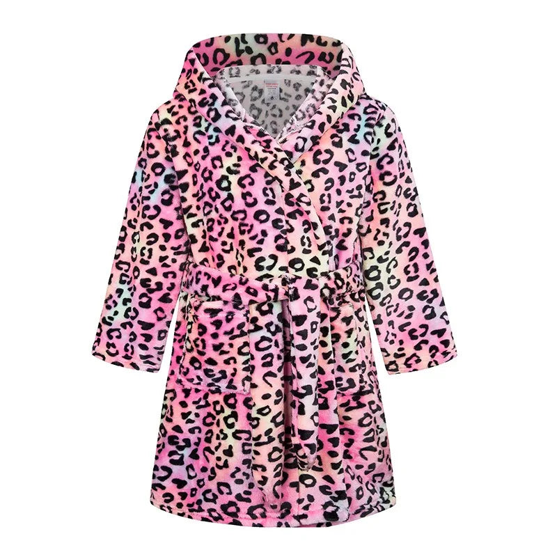 Winter Christmas Bath Robe For Girls Pajamas Animal Hooded Robes Children Dressing Gown Boys Sleepwear Kids Bathrobe 6 8 10 12Y