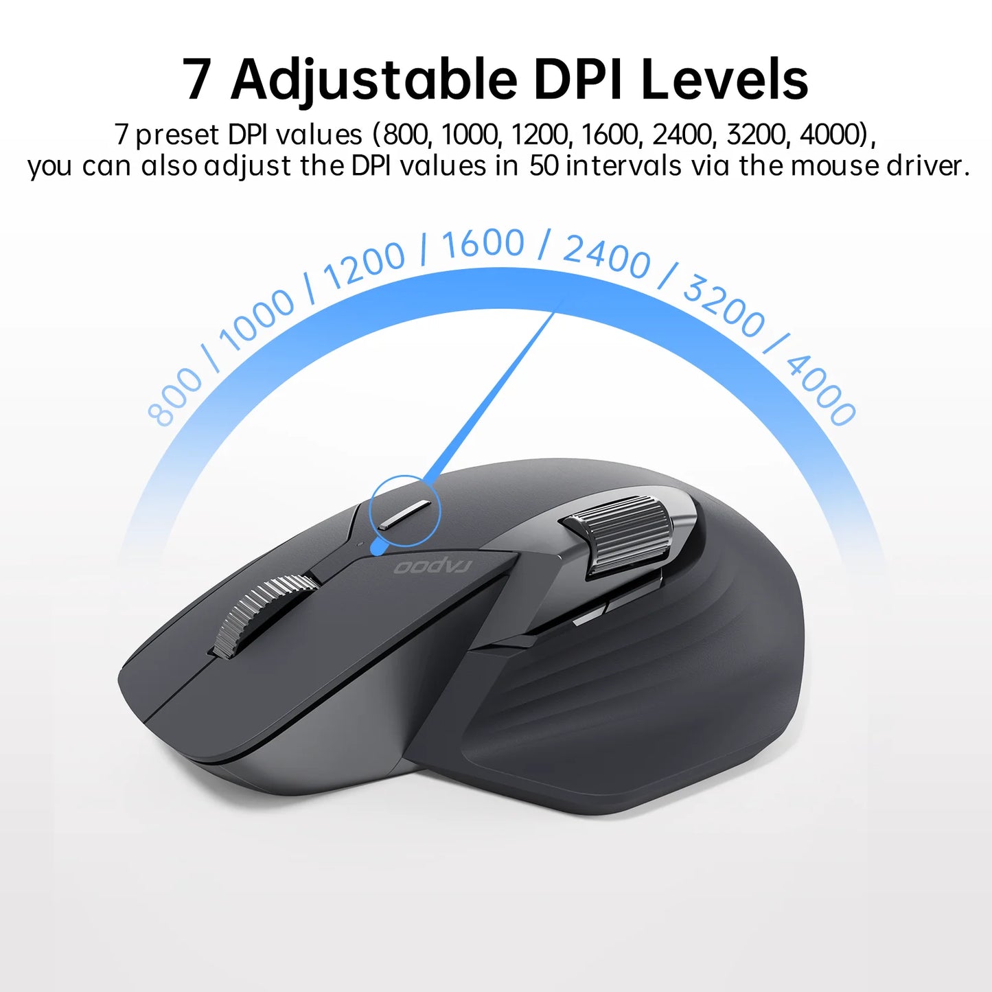 Rato Sem Fios Recarregável Multi-modo Ergonómico Rapoo MT760L/MT760M 4000 DPI Suporta Até 4 Dispositivos Rato Bluetooth
