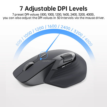 Rato Sem Fios Recarregável Multi-modo Ergonómico Rapoo MT760L/MT760M 4000 DPI Suporta Até 4 Dispositivos Rato Bluetooth