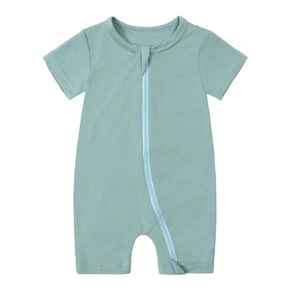 2026 Summer Baby Bamboo Fiber Jumpsuit Short Sleeve Breathable Pajama Baby Girls Boys Sleepwear Newborns Bodysuit