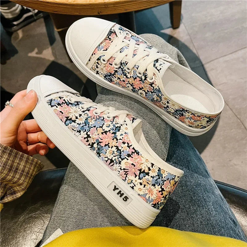 Sapatos Feminas Women Light Weight Green Floral Pattern Slip on Anti Skid Canvas Shoes Student School Red Cool Work Shoes A158