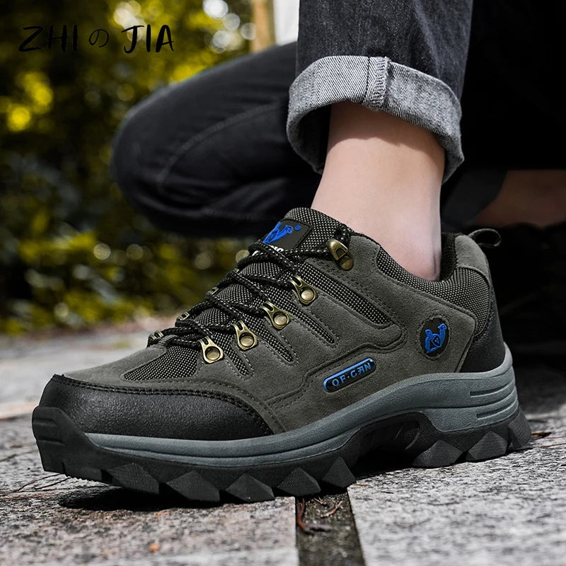 Outdoor Men's Sneaker Autumn Winter Couples Casual Shoes Mountaineering Shoes Men's Leather Walking Shoes Large Footwear