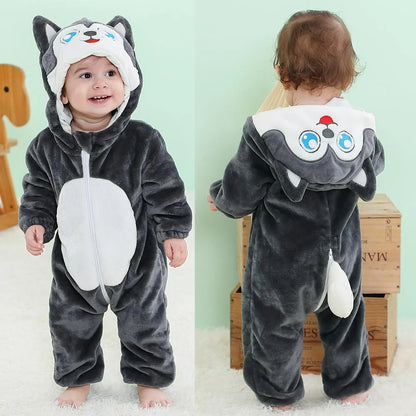 Toddler Boys Girls Kigurumi Pajamas 0-4 Years Children Sleepwear Winter Baby Rompers Infant Flannel Warm Clothes Animal Onesies