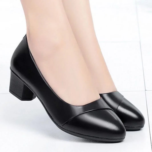 sapatos femininas women cute round toe spring light weight slip on square heel shoes for office lady casual hotel work shoe a408