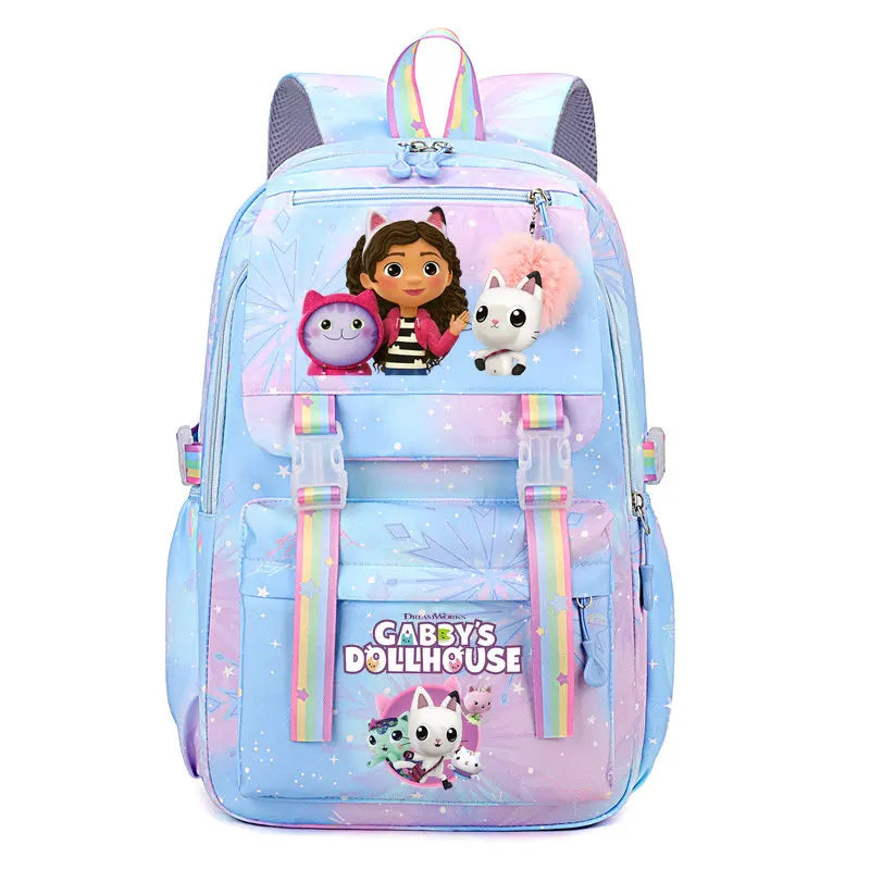 Mochila Escolar de Meninas Gabby Dollhouses Mochila Bonita com Estampa de Desenho Animado para Crianças Mochilas para Meninos e Meninas Mochila Escolar Infantil