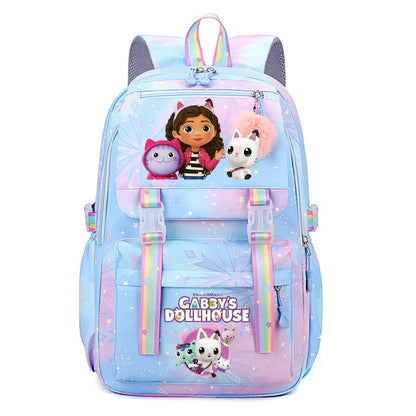 Mochila Escolar de Meninas Gabby Dollhouses Mochila Bonita com Estampa de Desenho Animado para Crianças Mochilas para Meninos e Meninas Mochila Escolar Infantil
