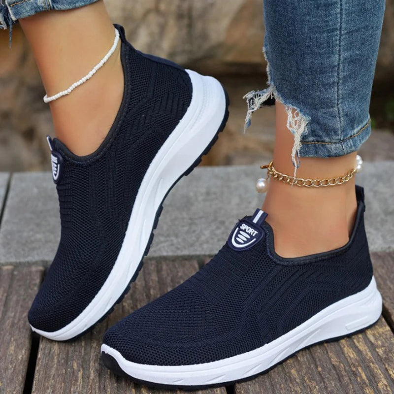 Sapatilhas Slip On para Mulher, Sapatilhas Respiráveis Brancas para Mulher, Sapatilhas Casuais, Sapatilhas Desportivas, Sapatilhas Vulcanizadas Confortáveis para Mulher