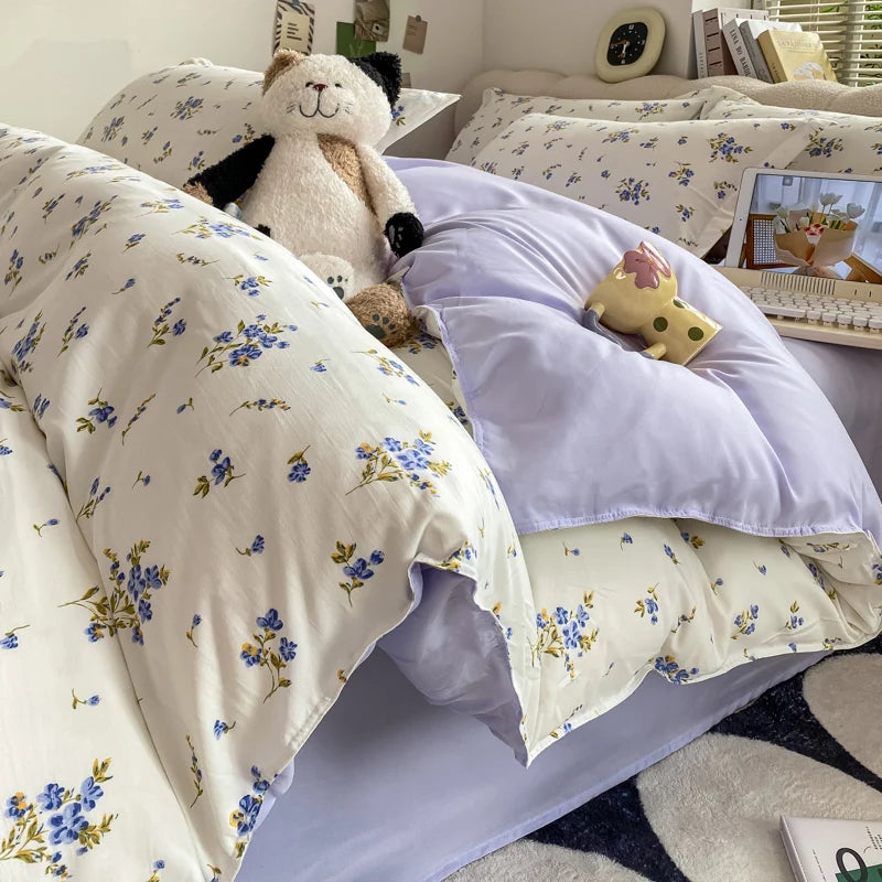 Vintage Floral Duvet Cover Set, 3pcs Botanical Bedding Garden Style Flowers Reversible Comforter Covers Luxury Soft Breathable