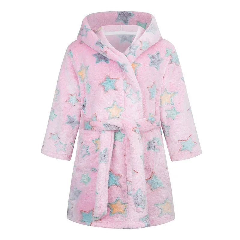 Winter Christmas Bath Robe For Girls Pajamas Animal Hooded Robes Children Dressing Gown Boys Sleepwear Kids Bathrobe 6 8 10 12Y