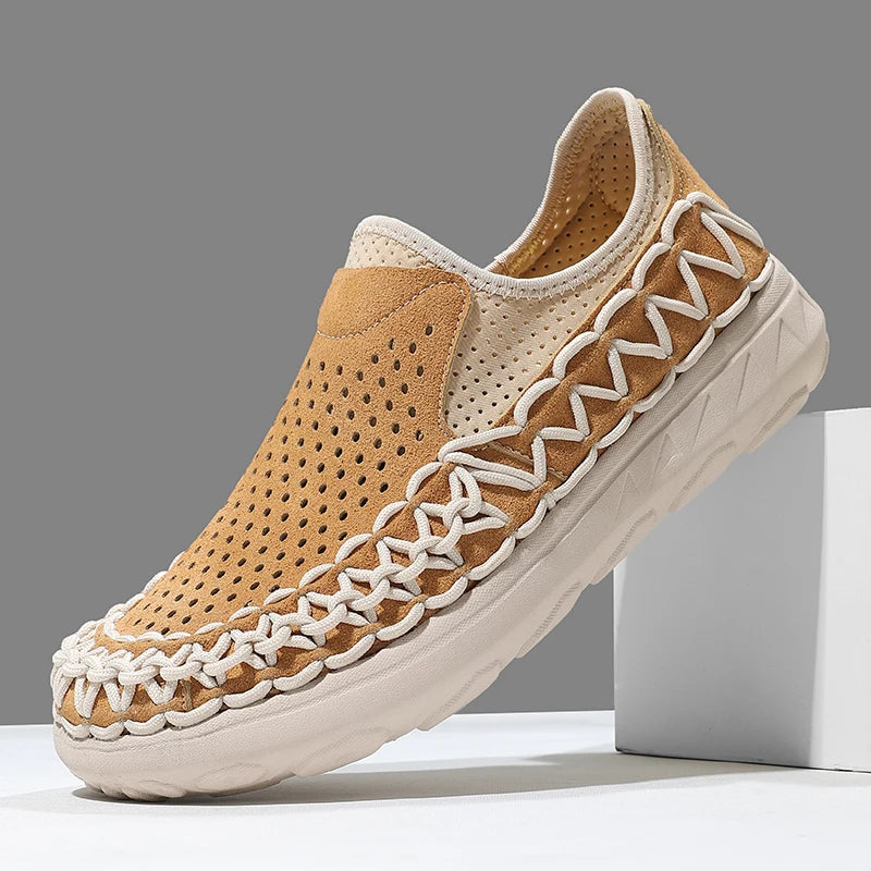 Summer Hand-woven Men's Shoes Fashion Men Casual Shoes Brand Designer Men Sneakers High Quality Outdoor Flats Driving Shoes