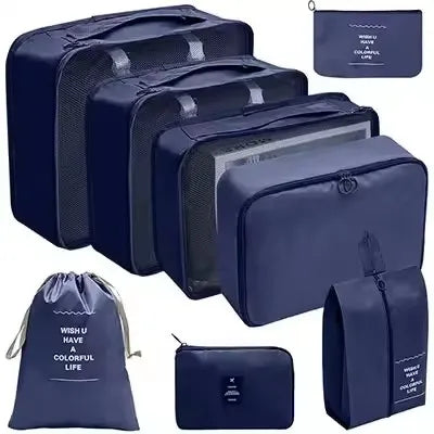 Travel Organizer Set - Suitcase Packing Cubes 8 Pieces Portable Wardrobe Luggage Storage Bags for Clothes & Shoes