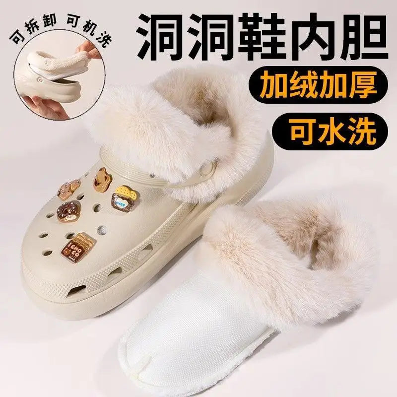 Detachable And Washable Thick Soft Plush Cover For Clogs Slipper Insoles Inserts Fur Lined Shoes Plush Liner Winter Shoe Cover