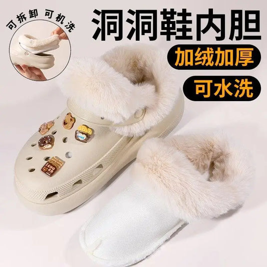 Detachable And Washable Thick Soft Plush Cover For Clogs Slipper Insoles Inserts Fur Lined Shoes Plush Liner Winter Shoe Cover