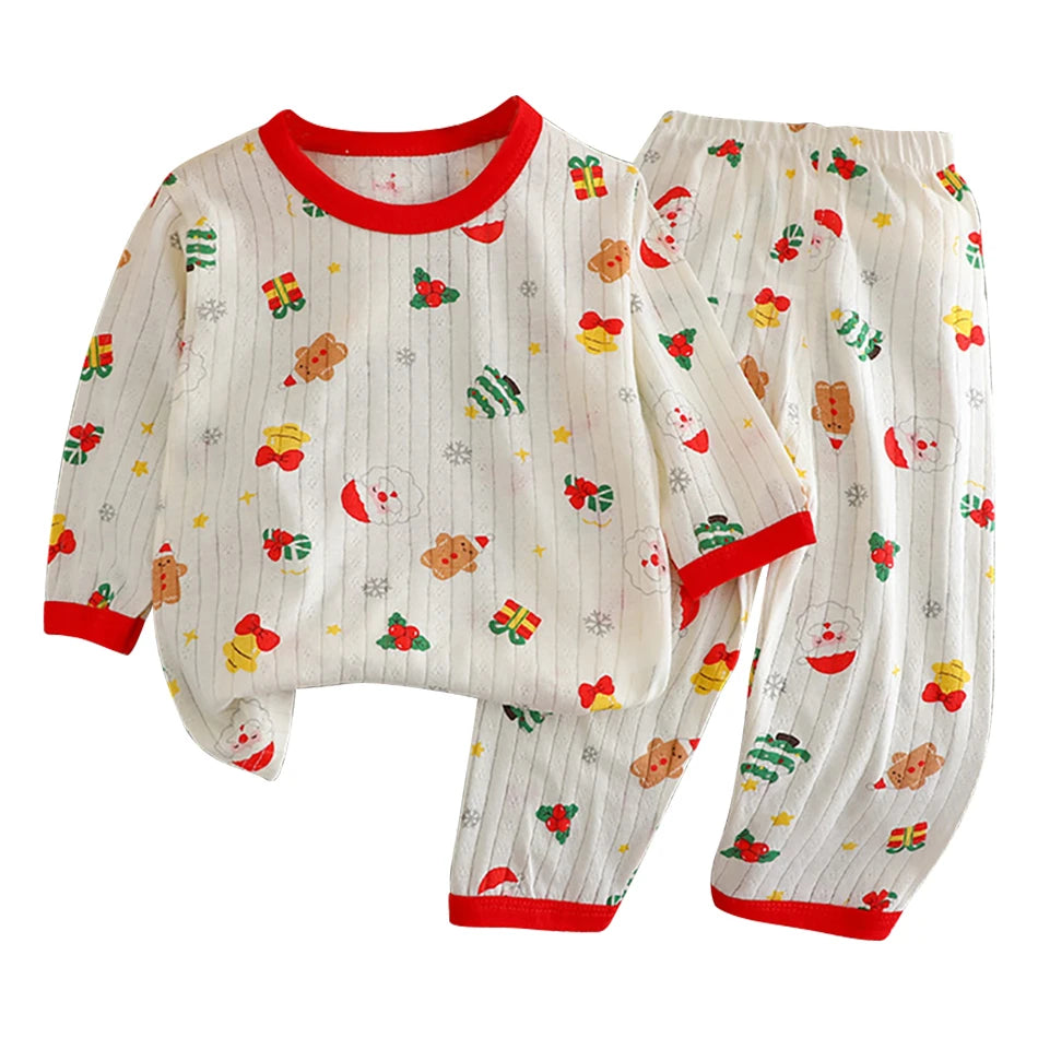 Cute and Comfortable Summer Children Home Wear Long Sleeve Pants Set Cotton Baby Sleepwear Air-Conditioned Rooms Pajama Sets