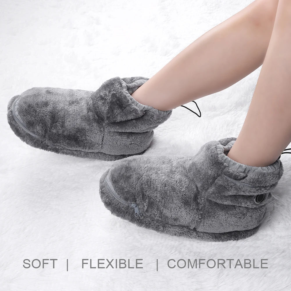 USB Heater Foot Shoes Winter Warm Snow Boots Comfortable Plush Warm Electric Slippers Winter Warming Slipper for Women Men