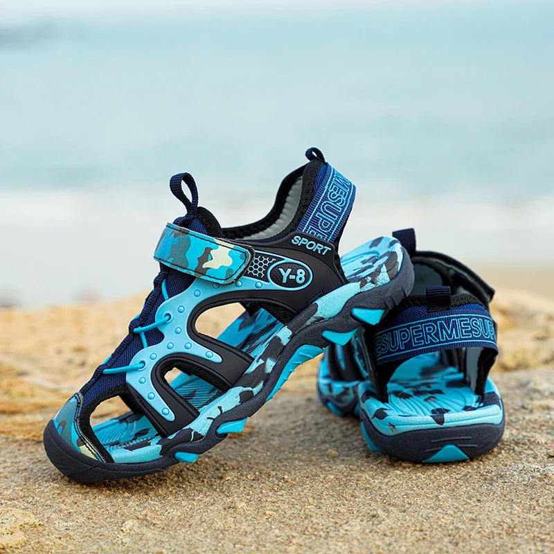 New Style 2026 Summer Children Sandals Fashion Sneakers Lightweight Non-slip Soft Bottom PU Leather Boys Comfortable Shoes