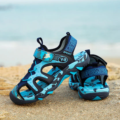 New Style 2026 Summer Children Sandals Fashion Sneakers Lightweight Non-slip Soft Bottom PU Leather Boys Comfortable Shoes