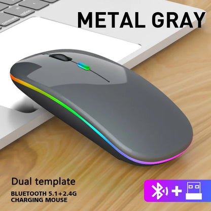 Wireless Mouse RGB Rechargeable USB 2.4GHz Bluetooth Mice Wireless Computer Mause LED Backlit Ergonomic Gaming Mouse For Laptops