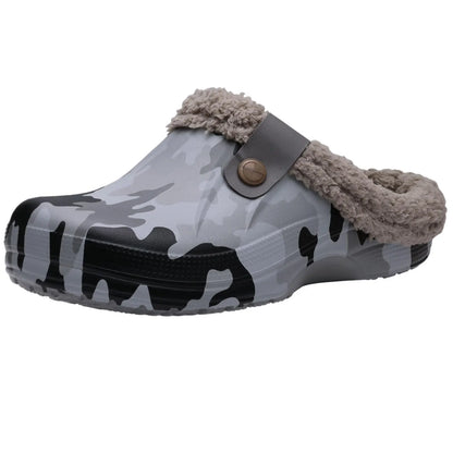 CRACOMIN Tamancos Forrados a Pelo Mulher Homem Sapatos de Jardim Impermeáveis Chinelos Felpudos de Inverno Sapatos de Quarto de Pelúcia Tamancos de Pelo Modernos para Exterior