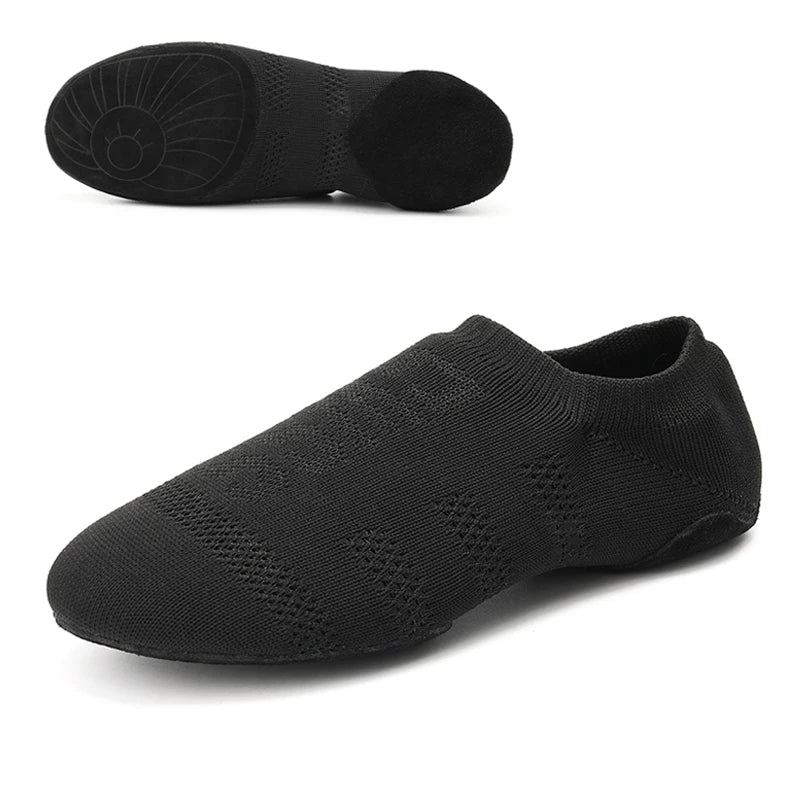Sapatilhas de Dança para Mulheres, Sapatos de Professor em Malha, Sola Macia, Salto Baixo, Sapatilhas de Treino de Dança Latina, Sapatilhas de Dança de Ballet, Sapatilhas de Salão de Jazz para Meninas