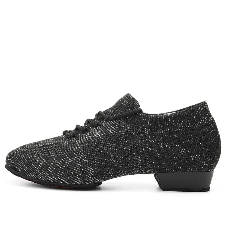 Sapatilhas de Dança para Mulheres, Sapatos de Professor em Malha, Sola Macia, Salto Baixo, Sapatilhas de Treino de Dança Latina, Sapatilhas de Dança de Ballet, Sapatilhas de Salão de Jazz para Meninas