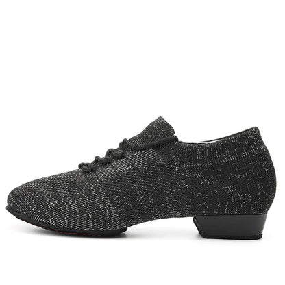 Sapatilhas de Dança para Mulheres, Sapatos de Professor em Malha, Sola Macia, Salto Baixo, Sapatilhas de Treino de Dança Latina, Sapatilhas de Dança de Ballet, Sapatilhas de Salão de Jazz para Meninas