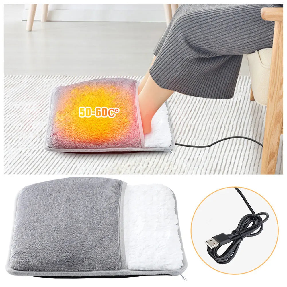 USB Heater Foot Shoes Winter Warm Snow Boots Comfortable Plush Warm Electric Slippers Winter Warming Slipper for Women Men