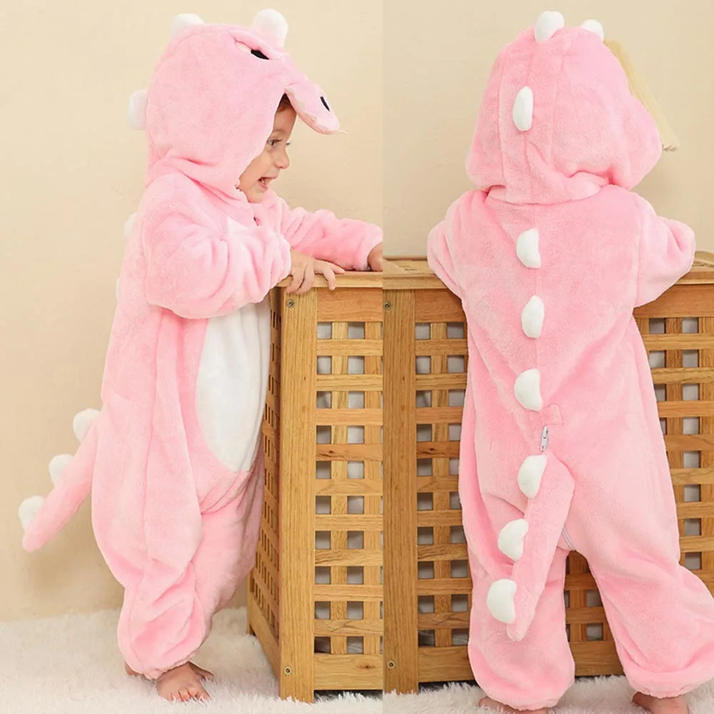 Toddler Boys Girls Kigurumi Pajamas 0-4 Years Children Sleepwear Winter Baby Rompers Infant Flannel Warm Clothes Animal Onesies