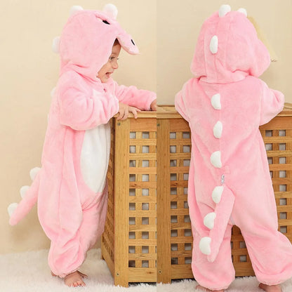 Toddler Boys Girls Kigurumi Pajamas 0-4 Years Children Sleepwear Winter Baby Rompers Infant Flannel Warm Clothes Animal Onesies