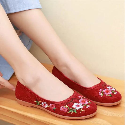 Women Cute Light Weight Round Toe Floral Spring Summer Slip on Anti Skid Dance Flat Shoes Black Loafers Sapatos Femininas E488